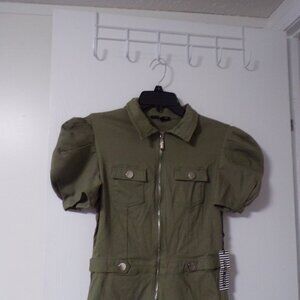 green front zip romper